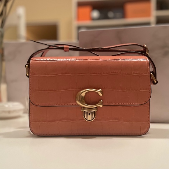 New Croc Effect Coach Studio Shoulder Bag - Picture 1 of 12